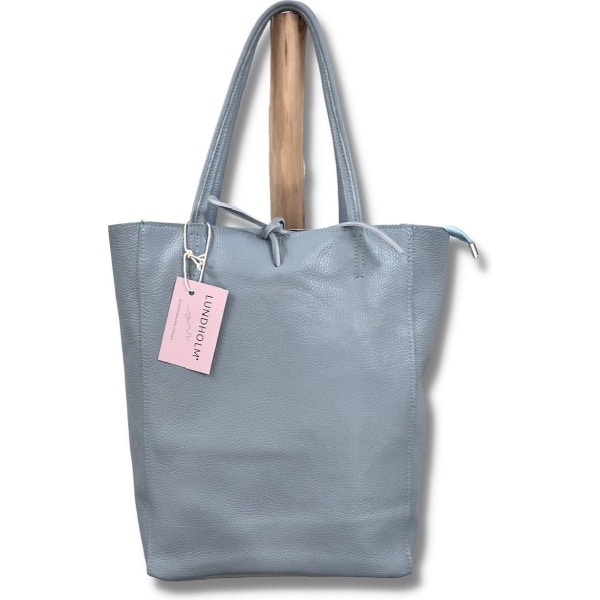 Lundholm tas dames schoudertas lichtblauw - licht blauwe shopper dames met rits - shopper dames leer - zeer soepel leer - cadeau voor vrouw vrouwen cadeautjes tip | Lundholm Odense serie