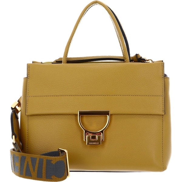 COCCINELLE Handtas Schoudertas Arlettis Signature Handbag Grained Leather Citronella Mosterdgeel
