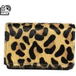 Leren Portemonnee Dames Echt Leer Met Dierenprint - Klein Model - Dames Portemonnee Zwart Anti-Skim