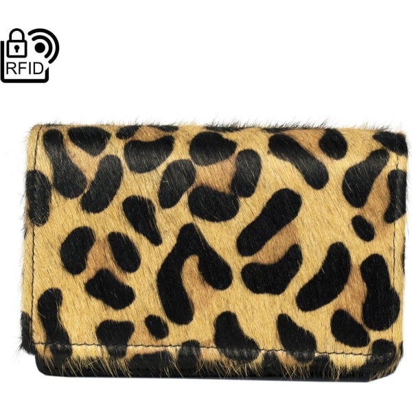 Leren Portemonnee Dames Echt Leer Met Dierenprint - Klein Model - Dames Portemonnee Zwart Anti-Skim