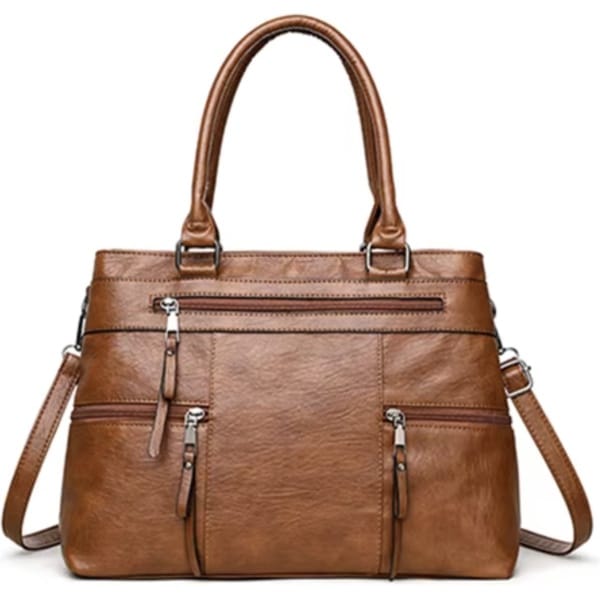 N3 Collecties Zachte leren casual schoudertas handtas voor dames-Bruin