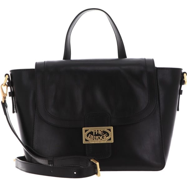 THE BRIDGE Leren Handtas Schoudertas Lavina Top Handle Bag Nero / Oro Zwart
